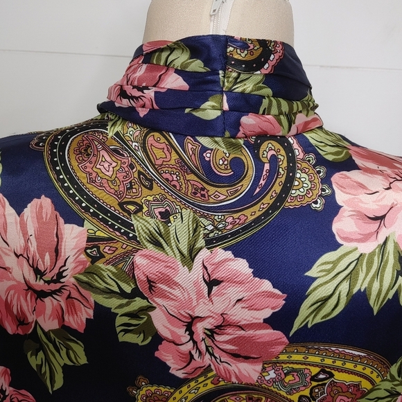 Vintage HER Floral Paisley Satin Blouse Size S - Picture 8 of 12
